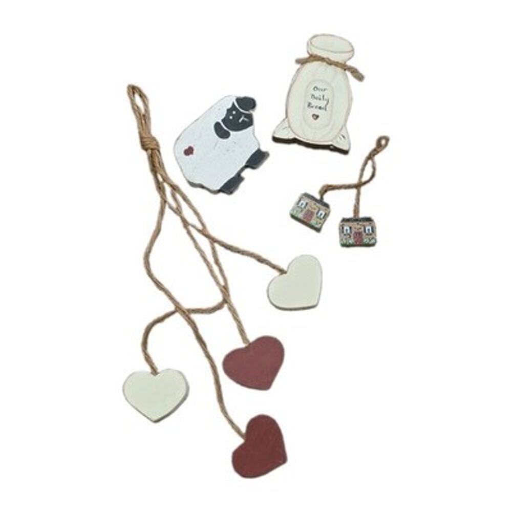 Vintage Cottagecore Grandma Wooden Home Decor Trinkets 90s Hearts Sheep
